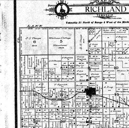 Map with land of Klaas Vandenberg in Richland, Missaukee, 1906